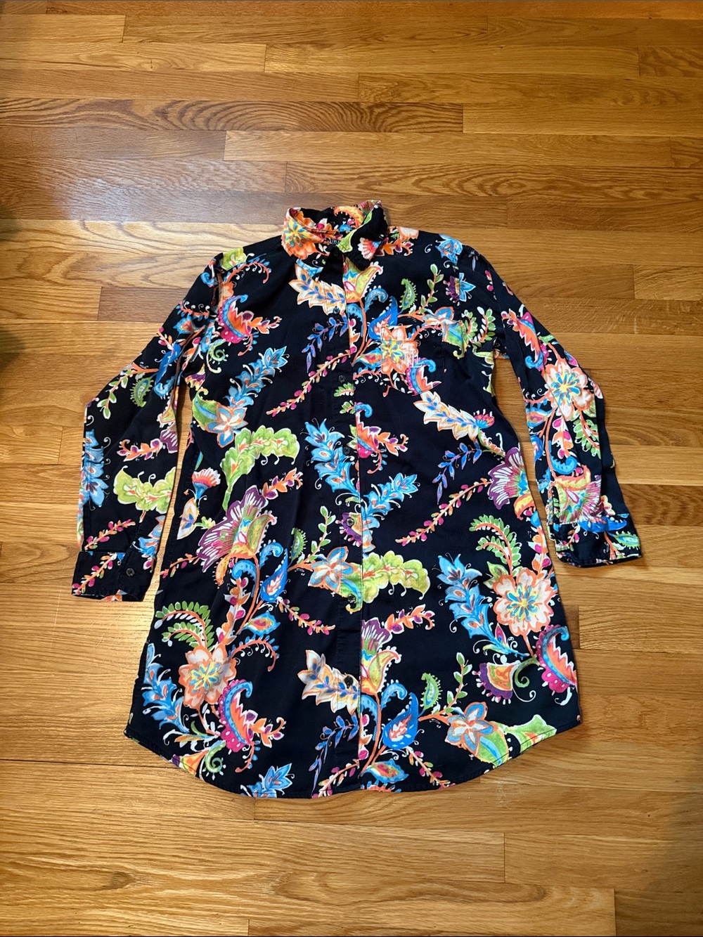 Lauren Ralph Lauren Black Multicolor Floral Paisley Nightshirt